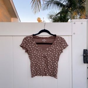 Hollister Brown Floral Crop Top